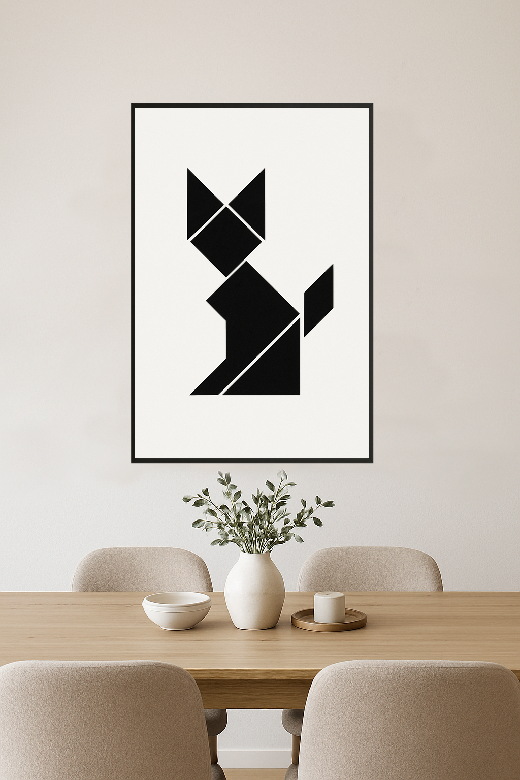 Abstract black cat made of geometric shapes.- jadalnia