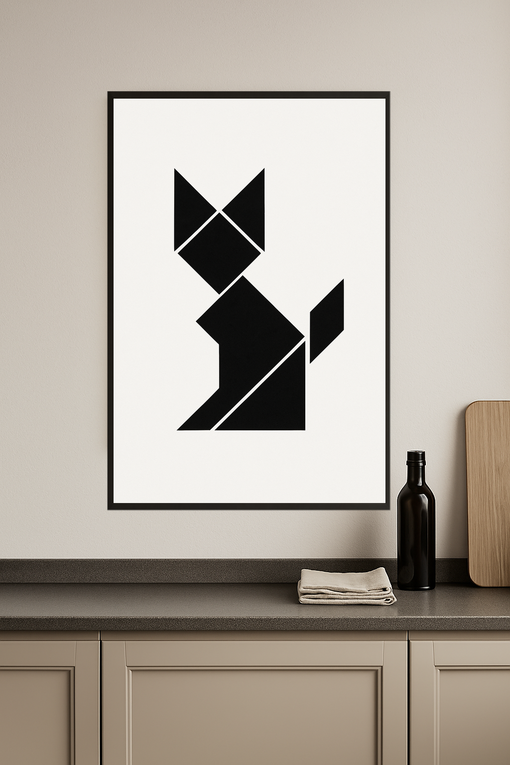 Abstract black cat made of geometric shapes.- kuchnia