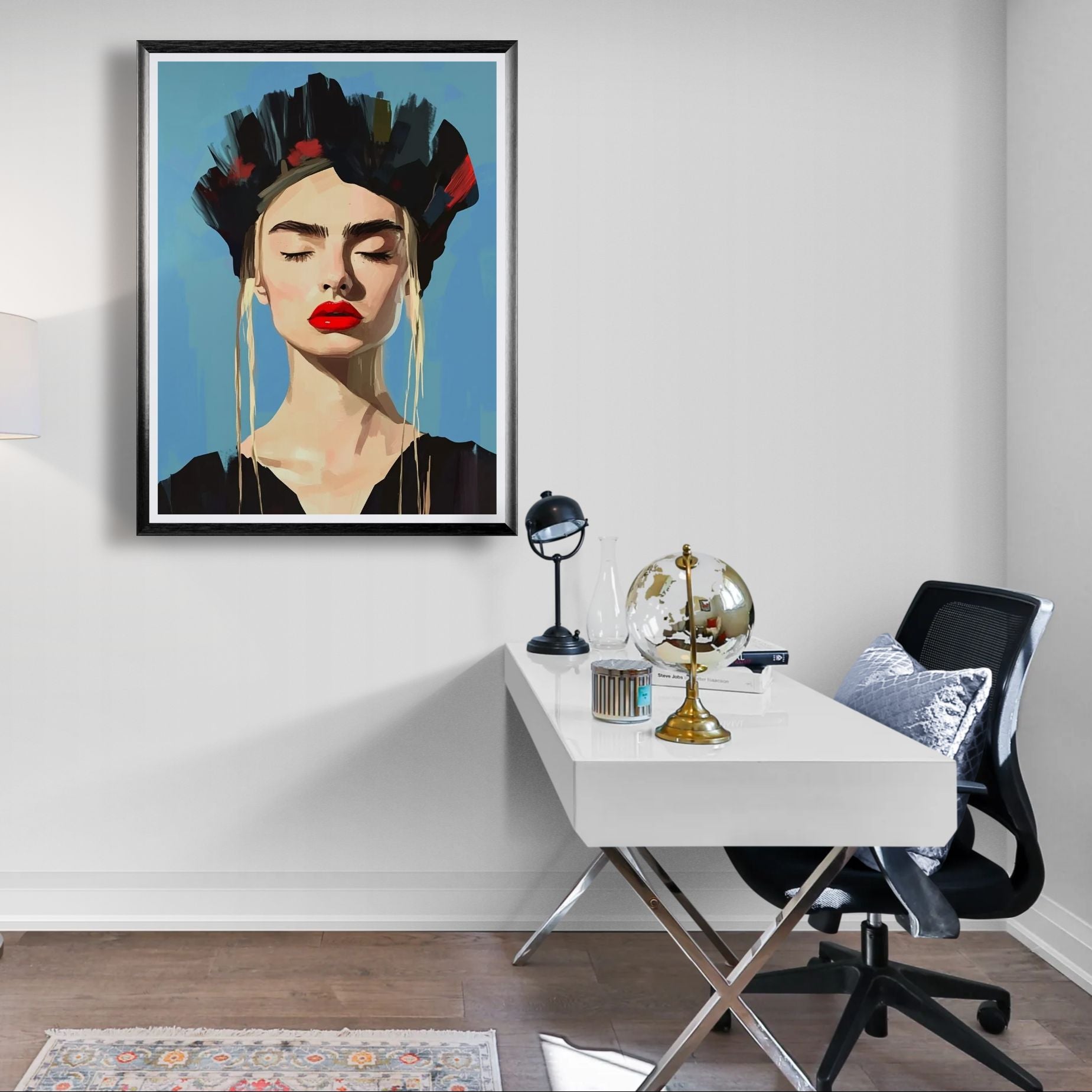 Cyfrowa grafika - portret kobiety z zamkniętymi oczami