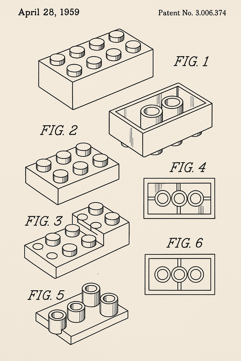 Toy Building Brick Patent Drawing