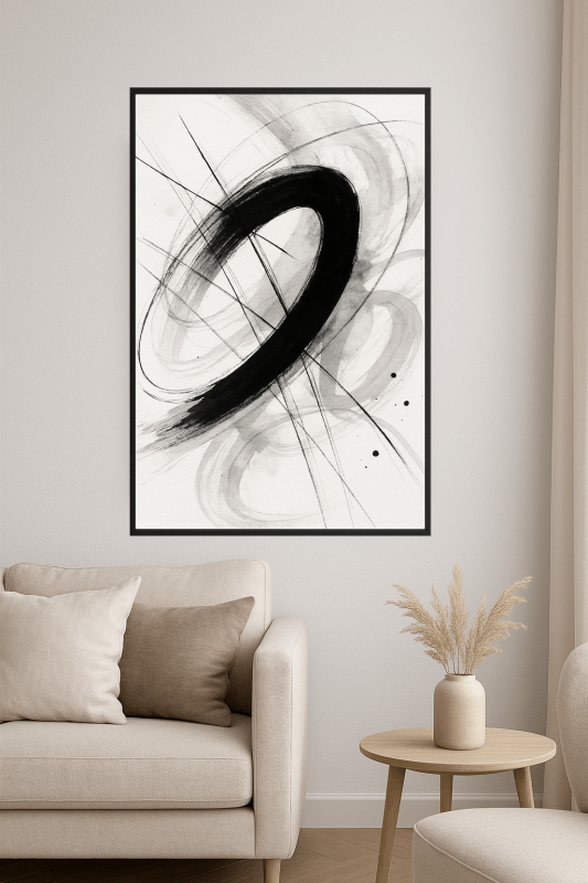 Abstrakcyjna czarno - biała sztuka - CasaNookDecor