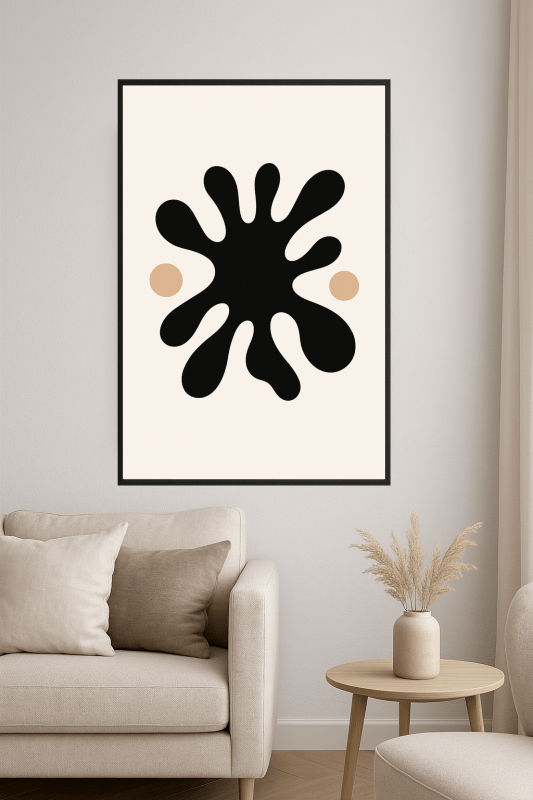 Abstrakcyjna Sztuka Czarno - Beżowa - CasaNookDecor
