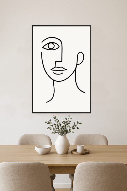 Abstrakcyjna Sztuka Twarzy w Linii - CasaNookDecor
