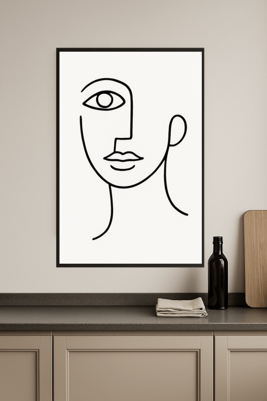 Abstrakcyjna Sztuka Twarzy w Linii - CasaNookDecor