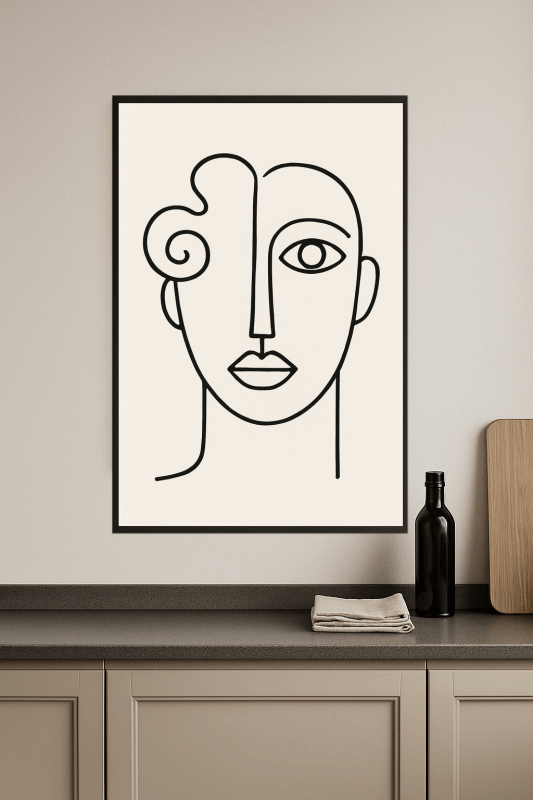 Abstrakcyjna Sztuka Twarzy w Linii - CasaNookDecor
