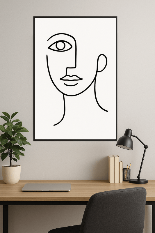 Abstrakcyjna Sztuka Twarzy w Linii - CasaNookDecor