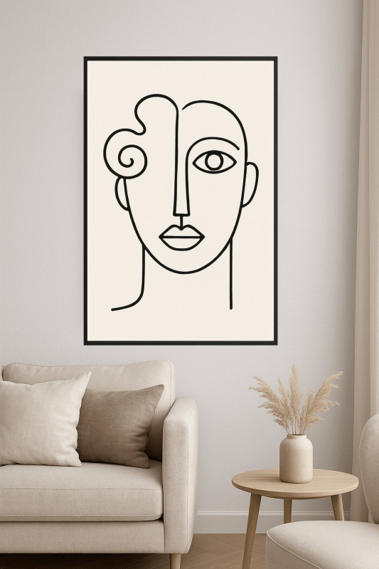 Abstrakcyjna Sztuka Twarzy w Linii - CasaNookDecor
