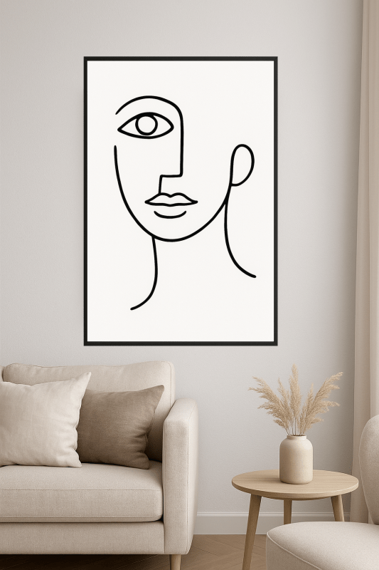 Abstrakcyjna Sztuka Twarzy w Linii - CasaNookDecor