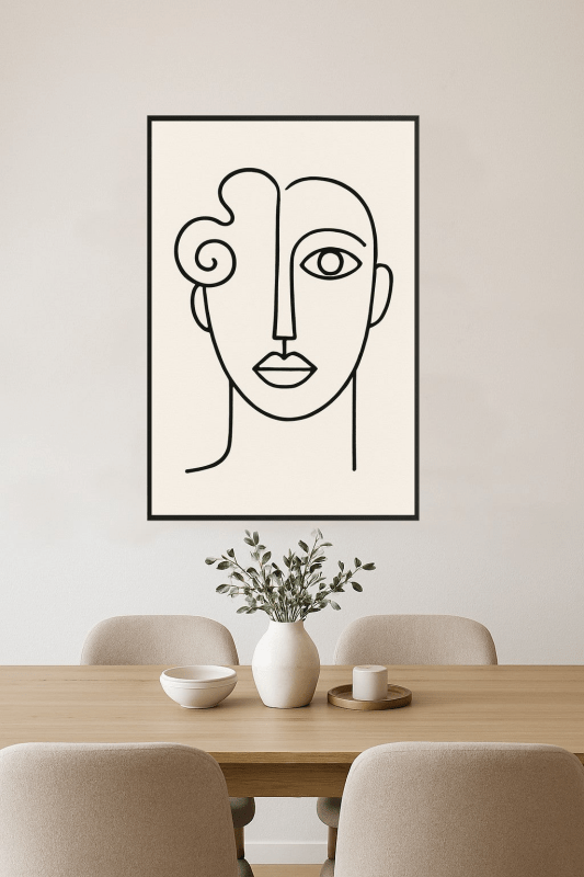 Abstrakcyjna Sztuka Twarzy w Linii - CasaNookDecor
