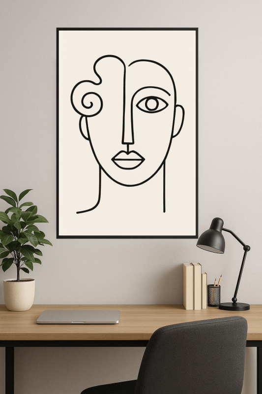 Abstrakcyjna Sztuka Twarzy w Linii - CasaNookDecor