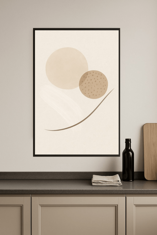 Abstrakcyjny Beżowy Druk Sztuki - CasaNookDecor