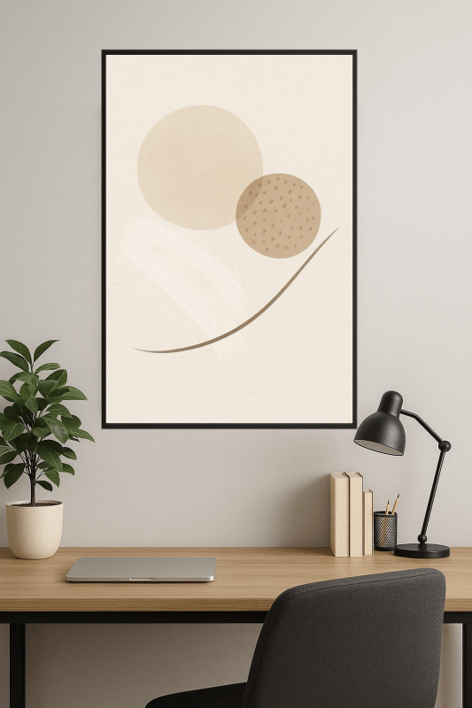Abstrakcyjny Beżowy Druk Sztuki - CasaNookDecor
