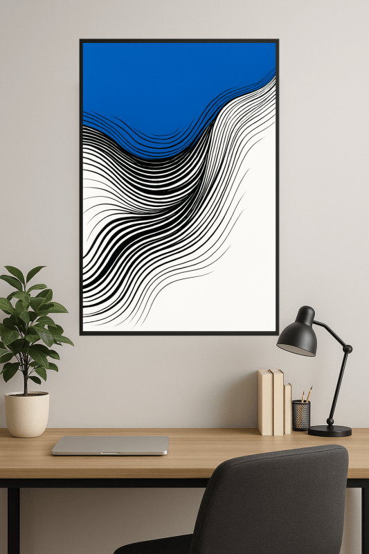 Abstrakcyjny Niebiesko - Czarny Wzór - CasaNookDecor