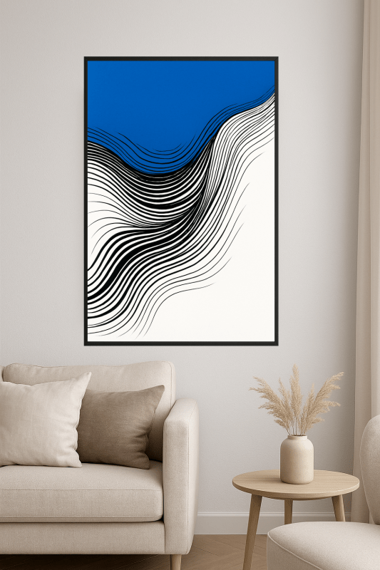 Abstrakcyjny Niebiesko - Czarny Wzór - CasaNookDecor