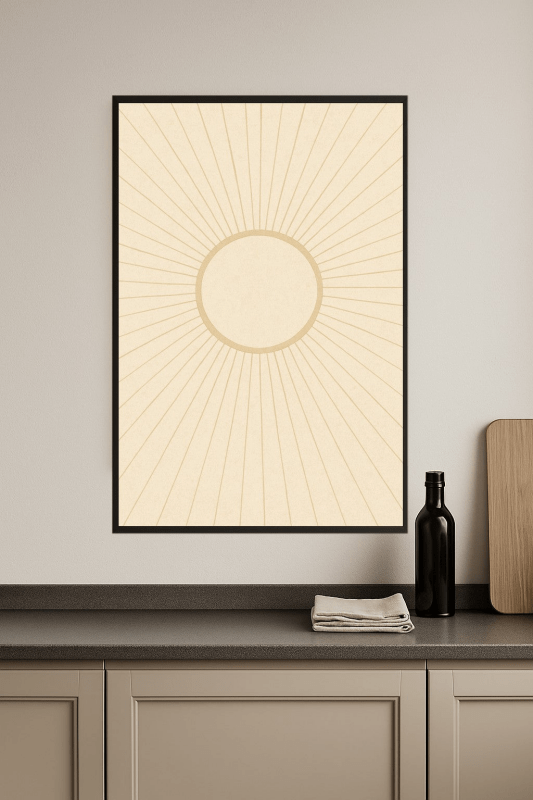 Beżowa Sztuka Ścienna Sunburst - CasaNookDecor