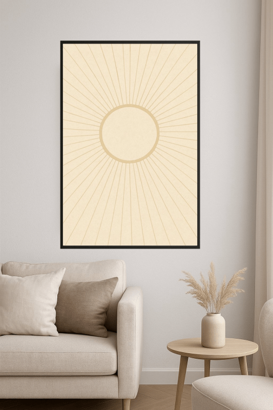 Beżowa Sztuka Ścienna Sunburst - CasaNookDecor