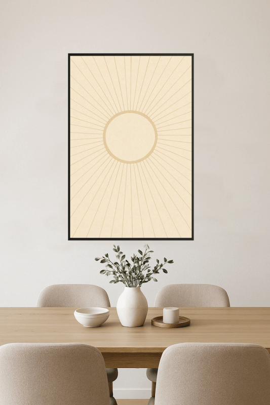 Beżowa Sztuka Ścienna Sunburst - CasaNookDecor