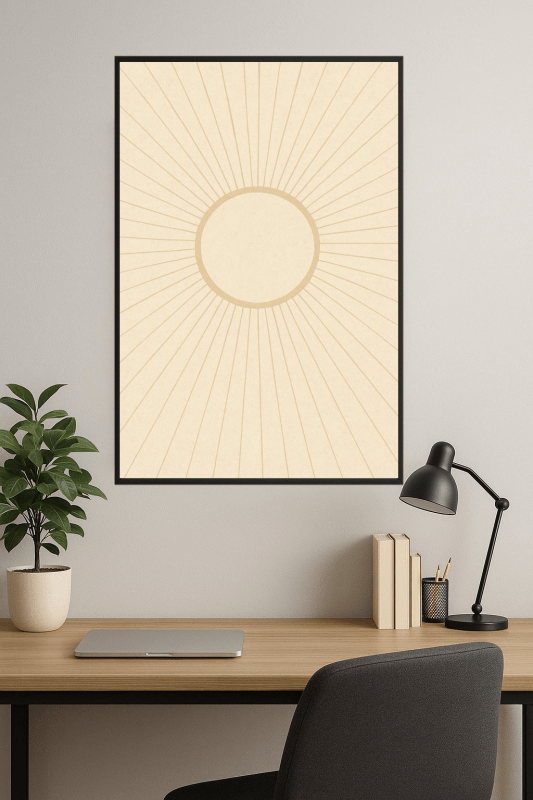 Beżowa Sztuka Ścienna Sunburst - CasaNookDecor