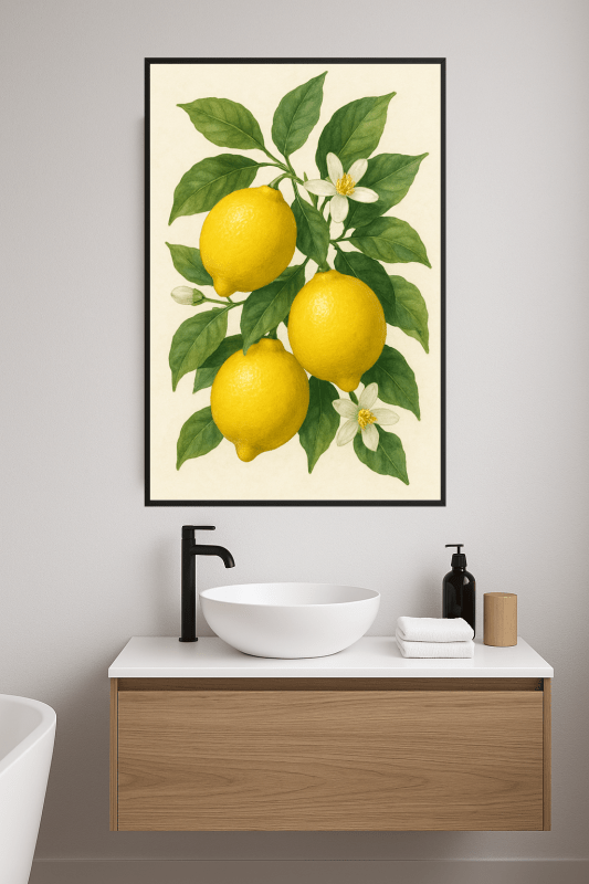 Botaniczny wydruk artystyczny z cytryną - CasaNookDecor