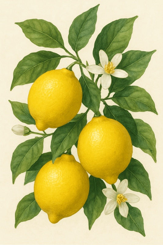 Botaniczny wydruk artystyczny z cytryną - CasaNookDecor