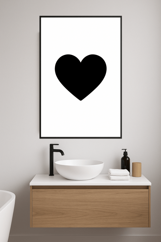 Czarny Sercowy Druk Sztuki - CasaNookDecor
