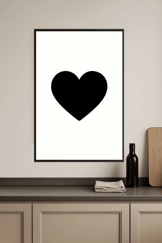 Czarny Sercowy Druk Sztuki - CasaNookDecor
