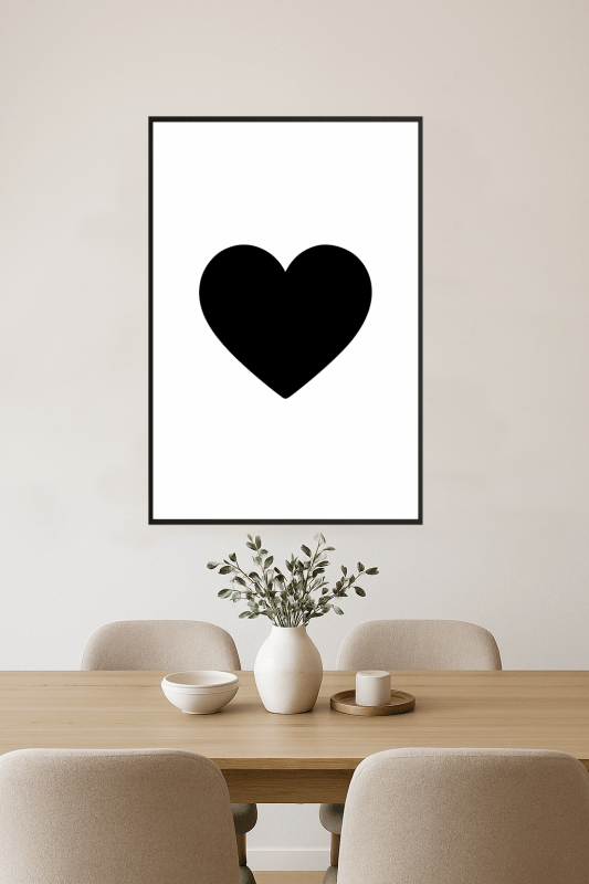 Czarny Sercowy Druk Sztuki - CasaNookDecor