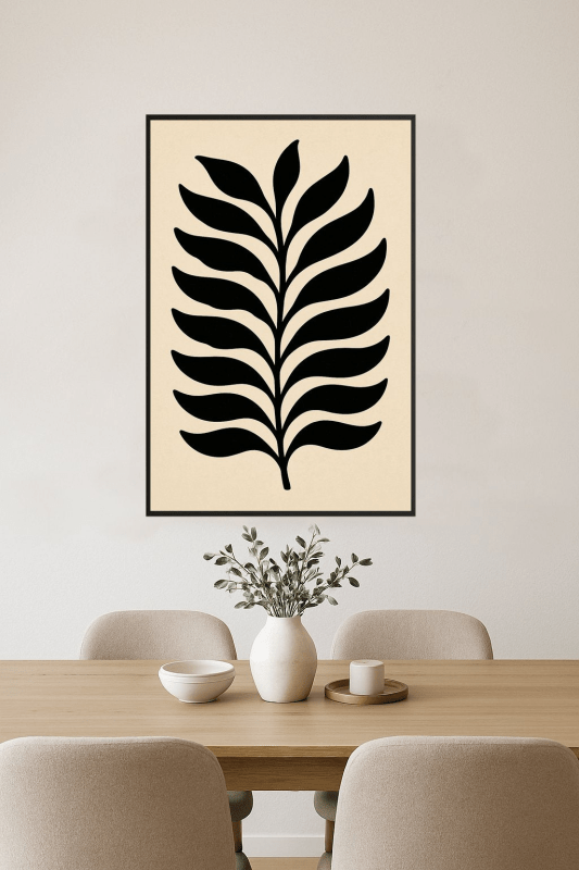 Czarny Wzór Liści - Druk Sztuki - CasaNookDecor