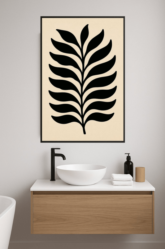 Czarny Wzór Liści - Druk Sztuki - CasaNookDecor