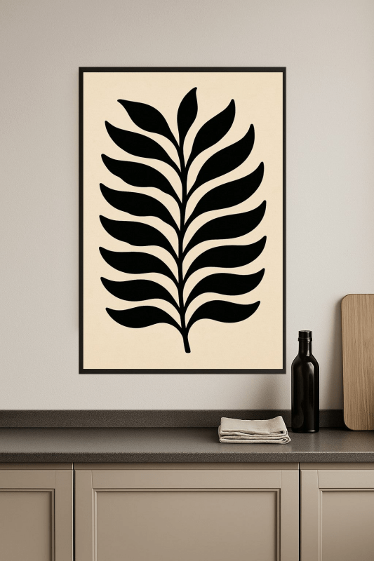 Czarny Wzór Liści - Druk Sztuki - CasaNookDecor