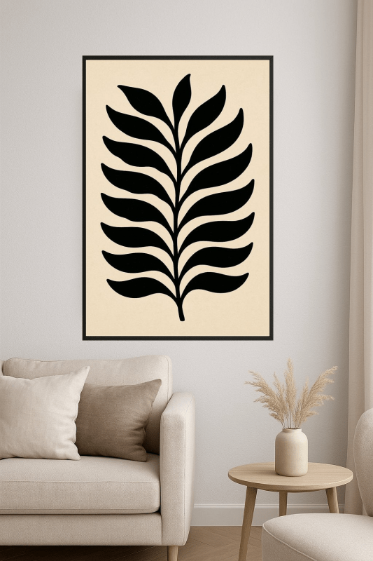 Czarny Wzór Liści - Druk Sztuki - CasaNookDecor