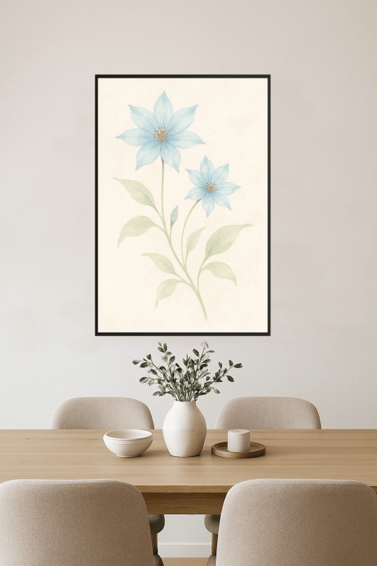Delikatny Niebieski Kwiat Akwarela - CasaNookDecor