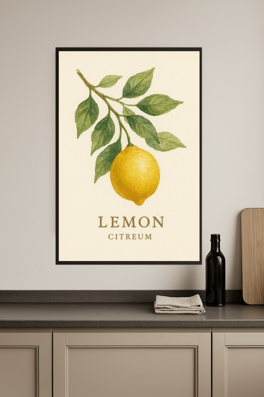 Druk Artystyczny Akwareli Cytryny - CasaNookDecor