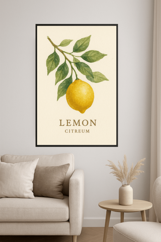 Druk Artystyczny Akwareli Cytryny - CasaNookDecor