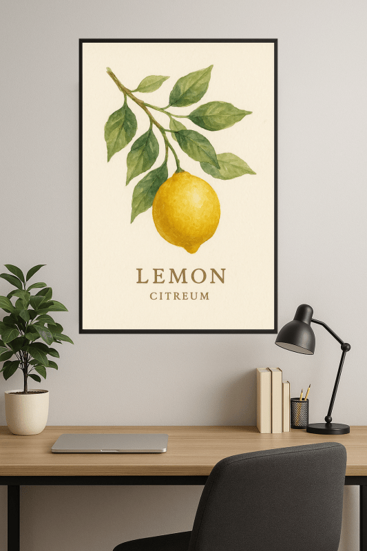 Druk Artystyczny Akwareli Cytryny - CasaNookDecor