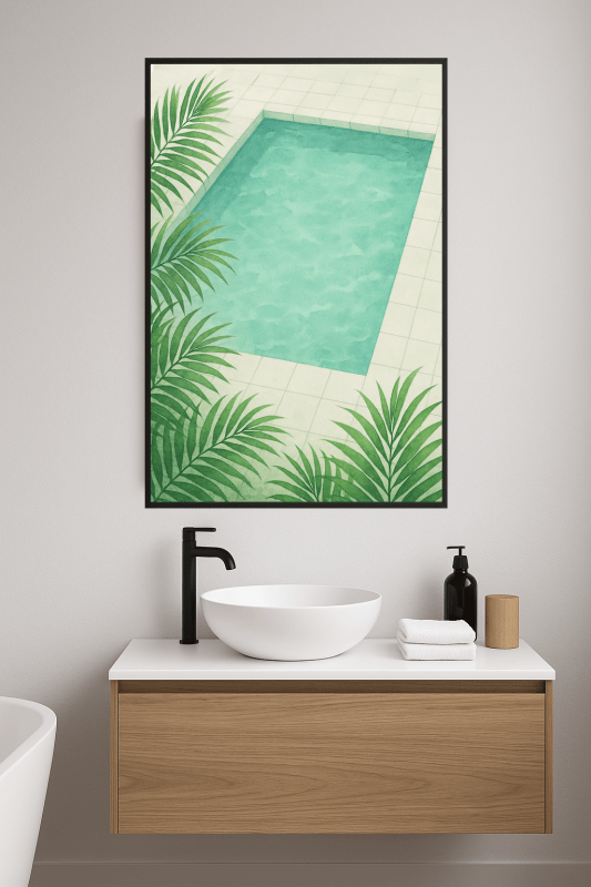 Druk Artystyczny Basenu Akwarelowego - CasaNookDecor
