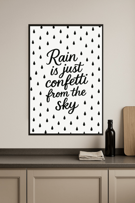 Druk Cytatu 'Deszcz Confetti' - CasaNookDecor