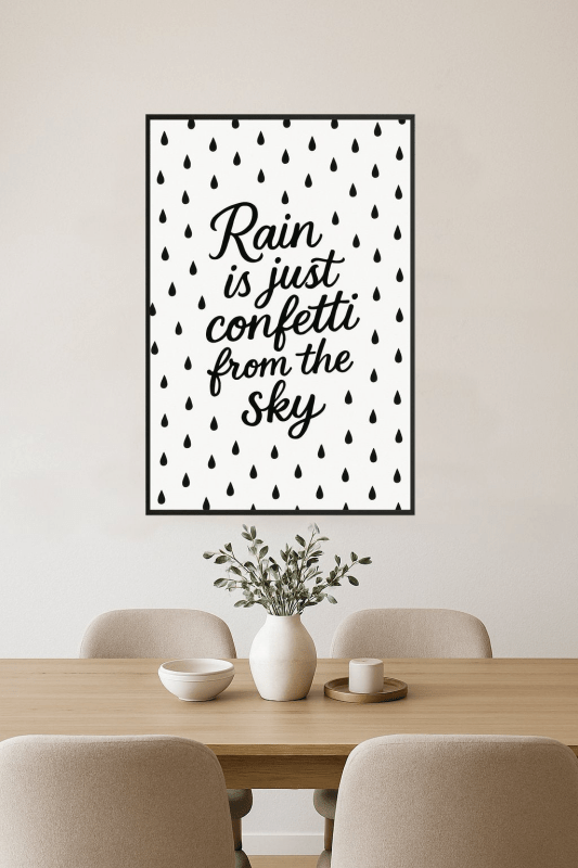 Druk Cytatu 'Deszcz Confetti' - CasaNookDecor