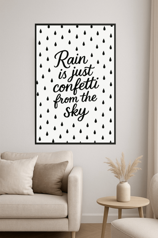 Druk Cytatu 'Deszcz Confetti' - CasaNookDecor