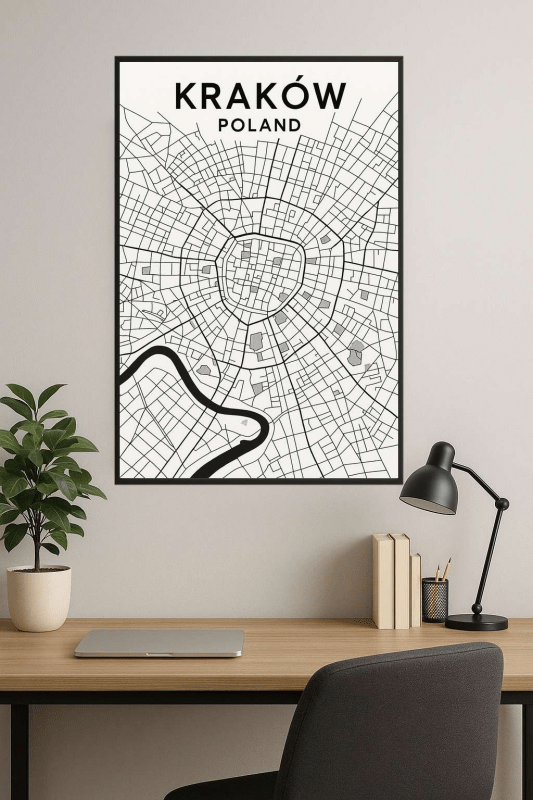 Mapa Krakowa - plakat do wydruku