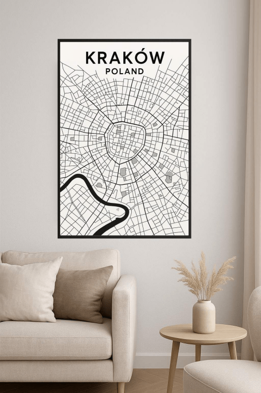 Mapa Krakowa - plakat do wydruku