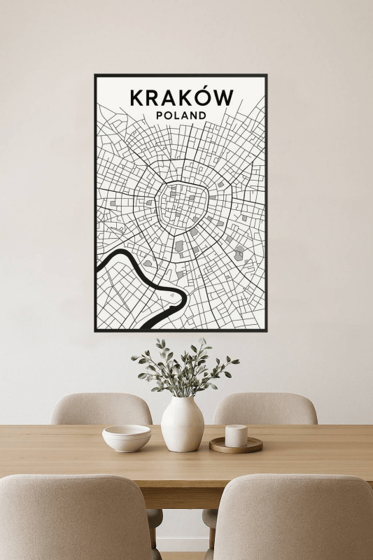 Mapa Krakowa - plakat do wydruku
