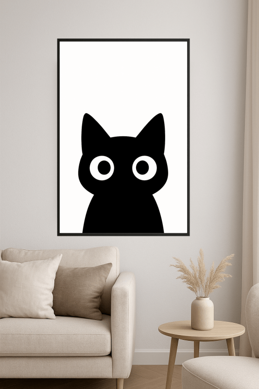 Druk Sztuki Głowy Czarnego Kota - CasaNookDecor