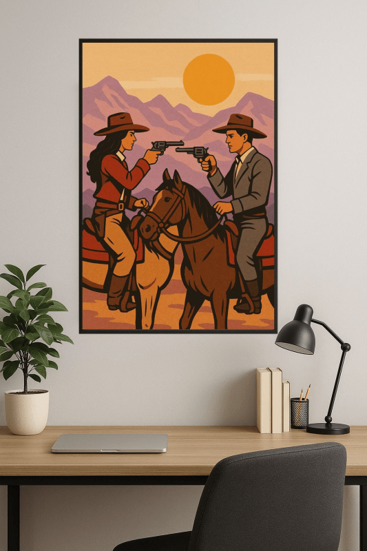 Druk Sztuki Pojedynek Kowbojów - CasaNookDecor