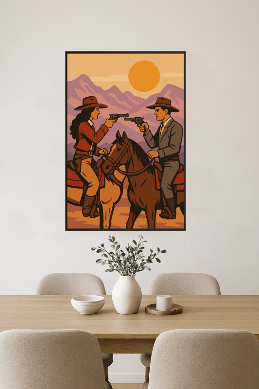 Druk Sztuki Pojedynek Kowbojów - CasaNookDecor