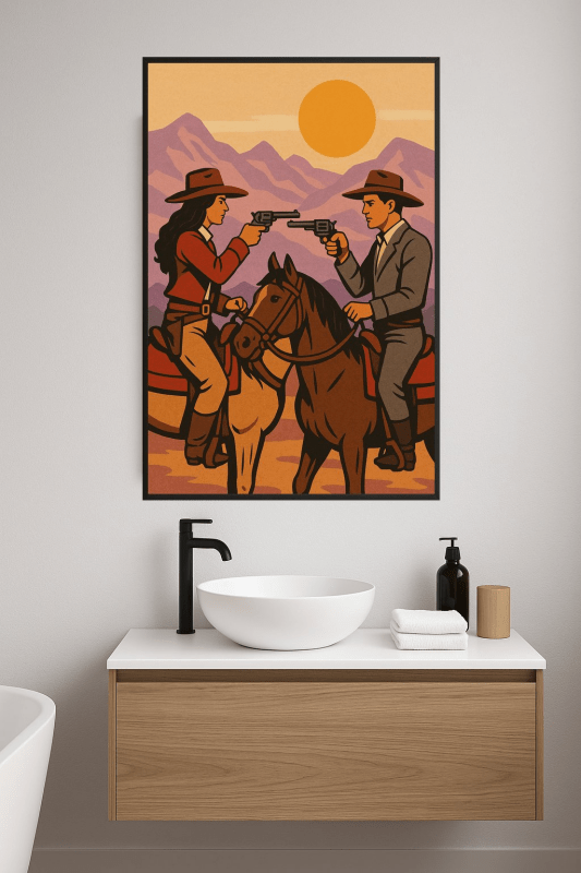 Druk Sztuki Pojedynek Kowbojów - CasaNookDecor