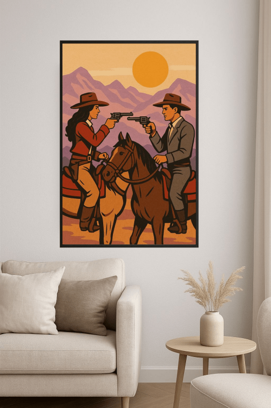 Druk Sztuki Pojedynek Kowbojów - CasaNookDecor