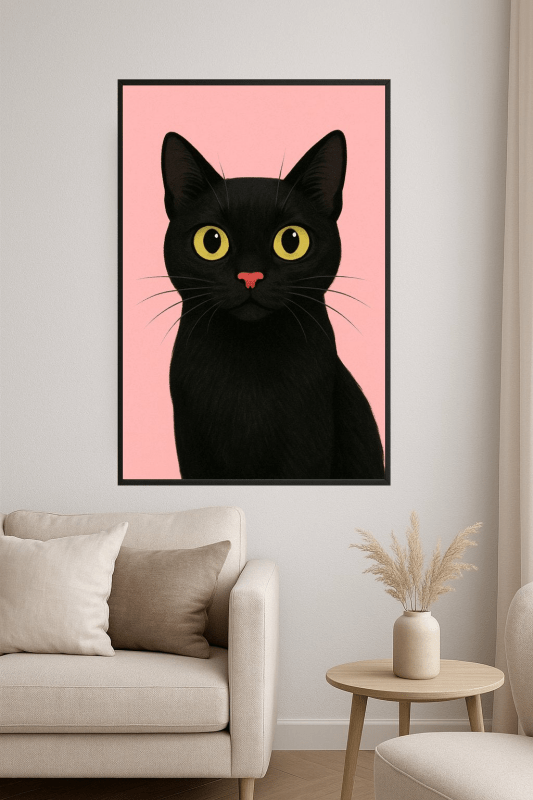 Druk Sztuki z Czarnym Kotem - CasaNookDecor