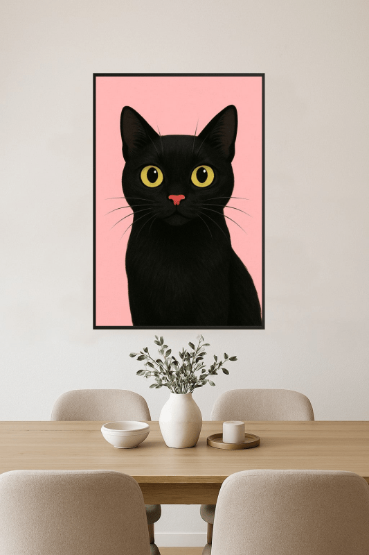 Druk Sztuki z Czarnym Kotem - CasaNookDecor