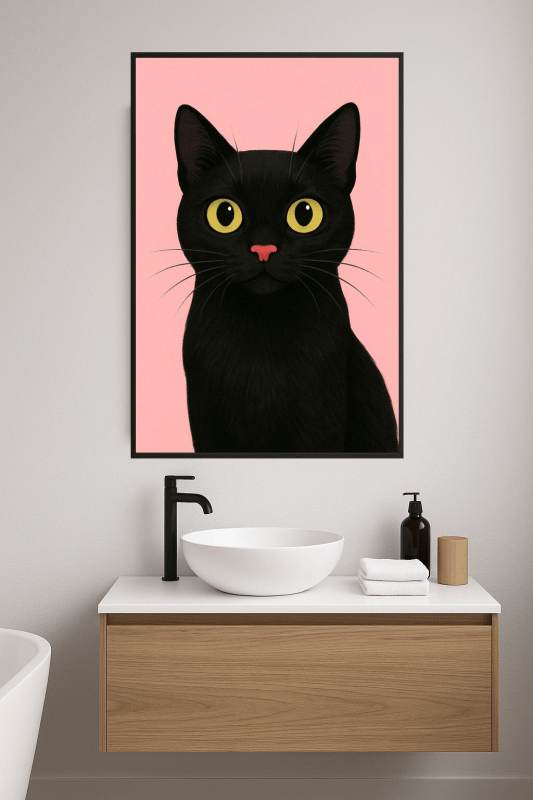 Druk Sztuki z Czarnym Kotem - CasaNookDecor